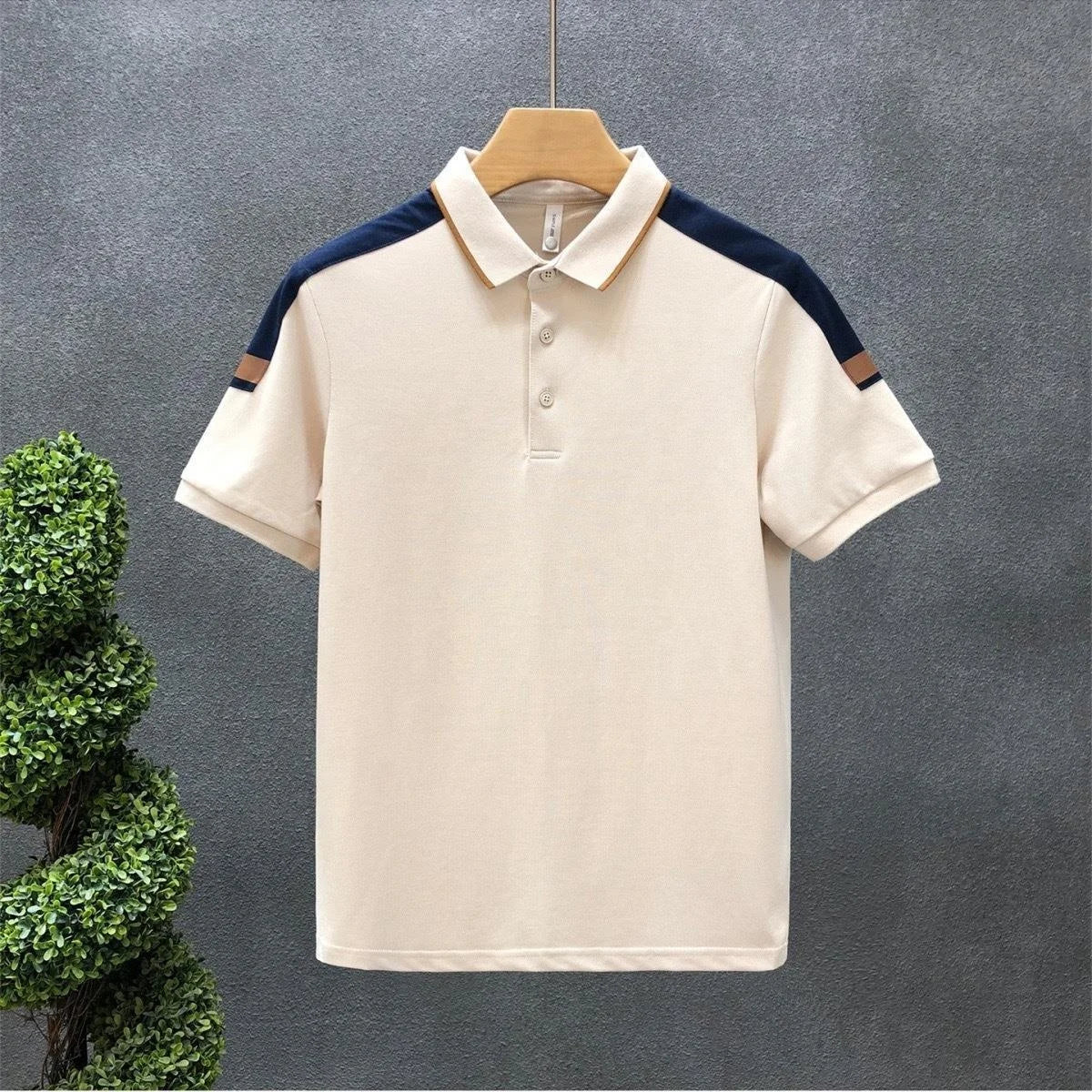 Trendy Brand Contrast Color Men's Polo Shirt New Men's Short-sleeved T-shirt
