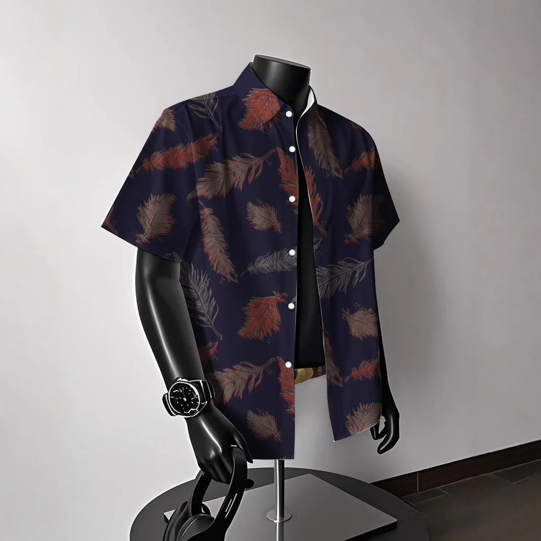 Men's Hawaiian Floral Short-Sleeve Shirt - Summer American Retro Ideal for Thai Getaways Beach Outfits & Coastal Styles