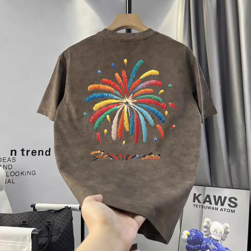 New Tie-Dye Old Style Trendy Short-Sleeved T-Shirt Men's European Style Slim-Fit Trendy Brand Summer Men's T-Shirt