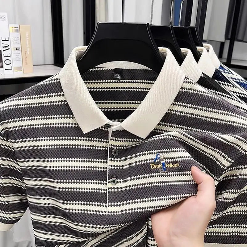 Summer New Men's Short-sleeved T-shirt Fashion Brand Hip-hop turndown Base Shirt Top for Men