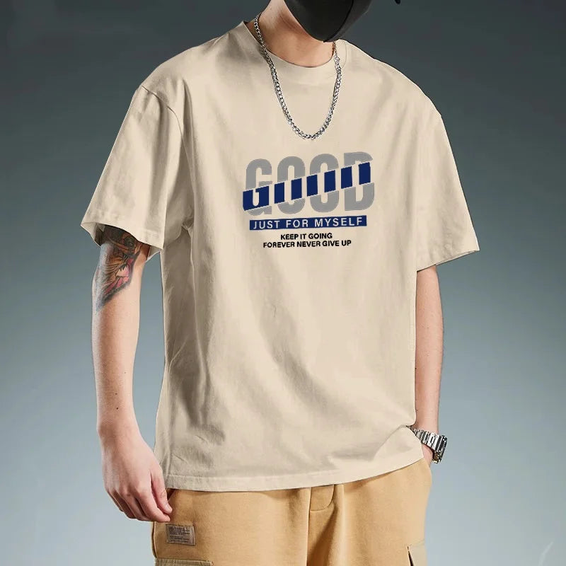 Cotton Men's Short-sleeved T-shirt Summer American Style Loose Trendy Men's Top