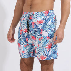 Summer Men's Surfing Swimwear Short Pants Fitness Exercise 2+1 Double Layer Beach Printed Shorts Male Sports Clothing