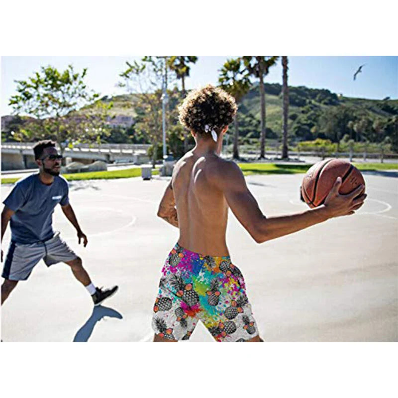 Paint & Animals Design Beach Shorts Pants Swimsuit Tropical Summer Casual Mens Swim Trunks 3D Print Board Shorts Cool Ice Shorts Pants