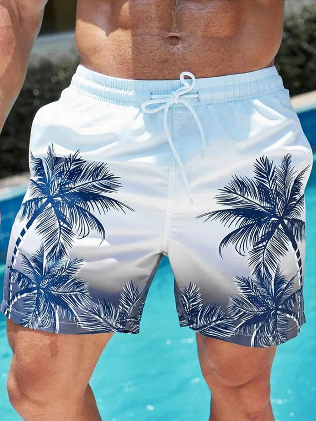 3d coconut tree stripe print men's swimsuit Japanese fish Hawaiian shorts men's summer swim shorts drawstring casual shorts