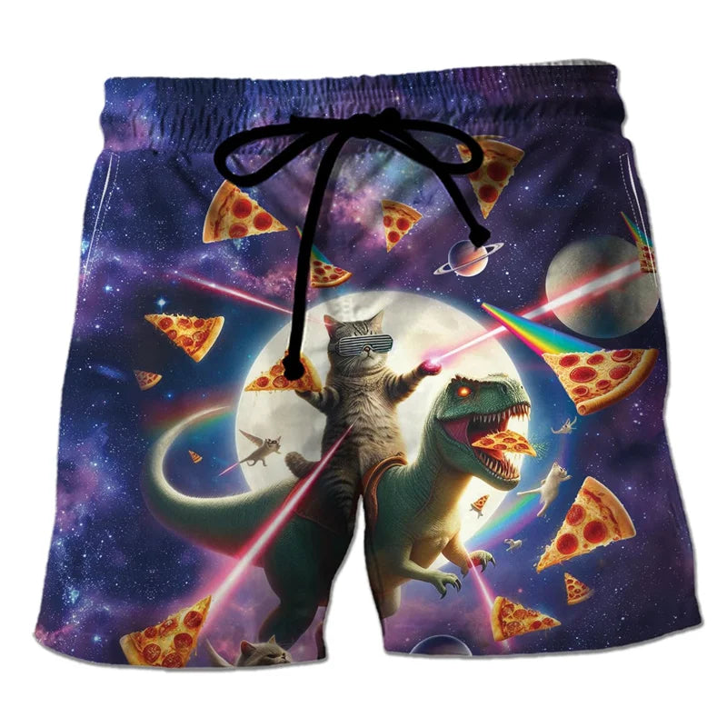 Funny 3D Printing Dinosaur Beach Shorts For Men Street Drawstring Swimming Trunks Men Summer Animal Pattern Surfboard Shorts