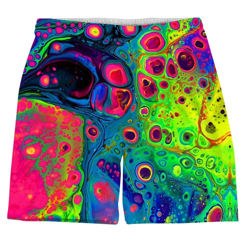 Colorful Graffiti 3D Printed Surfing Board Shorts Cool Summer Street Swim Trunks For Men Kids Travel Beach Shorts