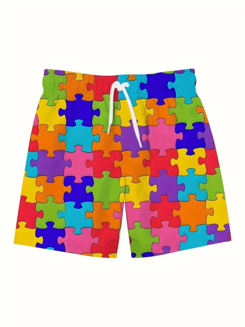 3d Print Rainbow Graphic Short Pants For Men Fashion Street Fashion Breathable Colorful Beach Shorts Vacation Swim Trunks