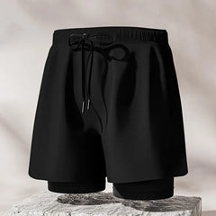 Men Summer Swimming Trucks Elastic Waist Drawstring Printing Swimming Shorts with Supportive Compression Liner Pockets Printing Swimming TrucksL-4XL