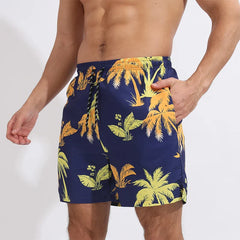 Summer Men's Surfing Swimwear Short Pants Fitness Exercise 2+1 Double Layer Beach Printed Shorts Male Sports Clothing