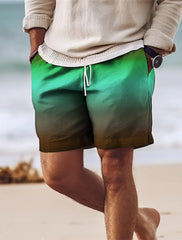 Fashion Gradient Graphic 3D Printed Men's Board Short Swim Shorts Swim Trunks Drawstring Quick Dry Short Casual Holiday Hawaiian
