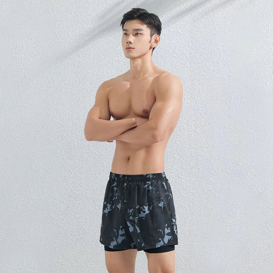 (L-5XL)Swimming Trunks Men Hot Springs Sport Shorts Quick Dry Anti Embarrassment Beach Short Pants Loose Swimsuit