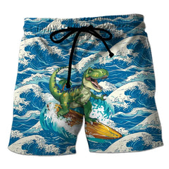 Funny 3D Printing Dinosaur Beach Shorts For Men Street Drawstring Swimming Trunks Men Summer Animal Pattern Surfboard Shorts