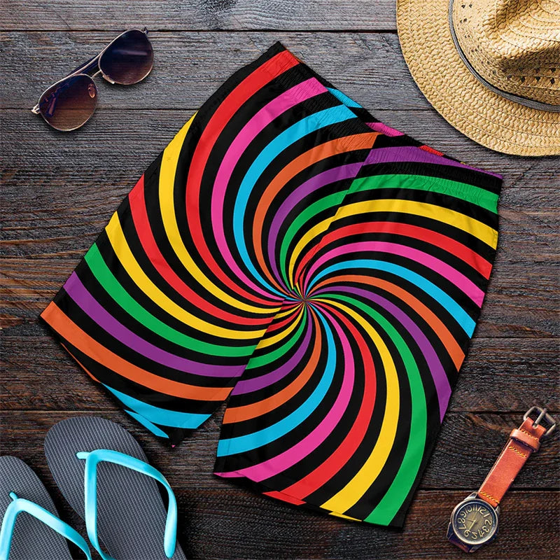 Rainbow Harajuku Short Pants Men 3D Printed Hawaii Swimsuit Trunks Summer Swimming Beach Shorts Breath Sport Gym Ice Shorts
