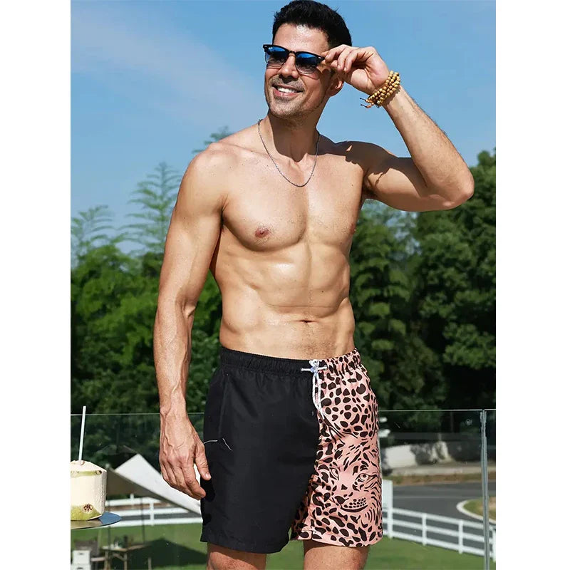Funny Leopard Camouflage 3D Print Beach Shorts For Men Women Casual Hawaiian Surf Board Short Pants Quick Dry Gym Swim Trunks