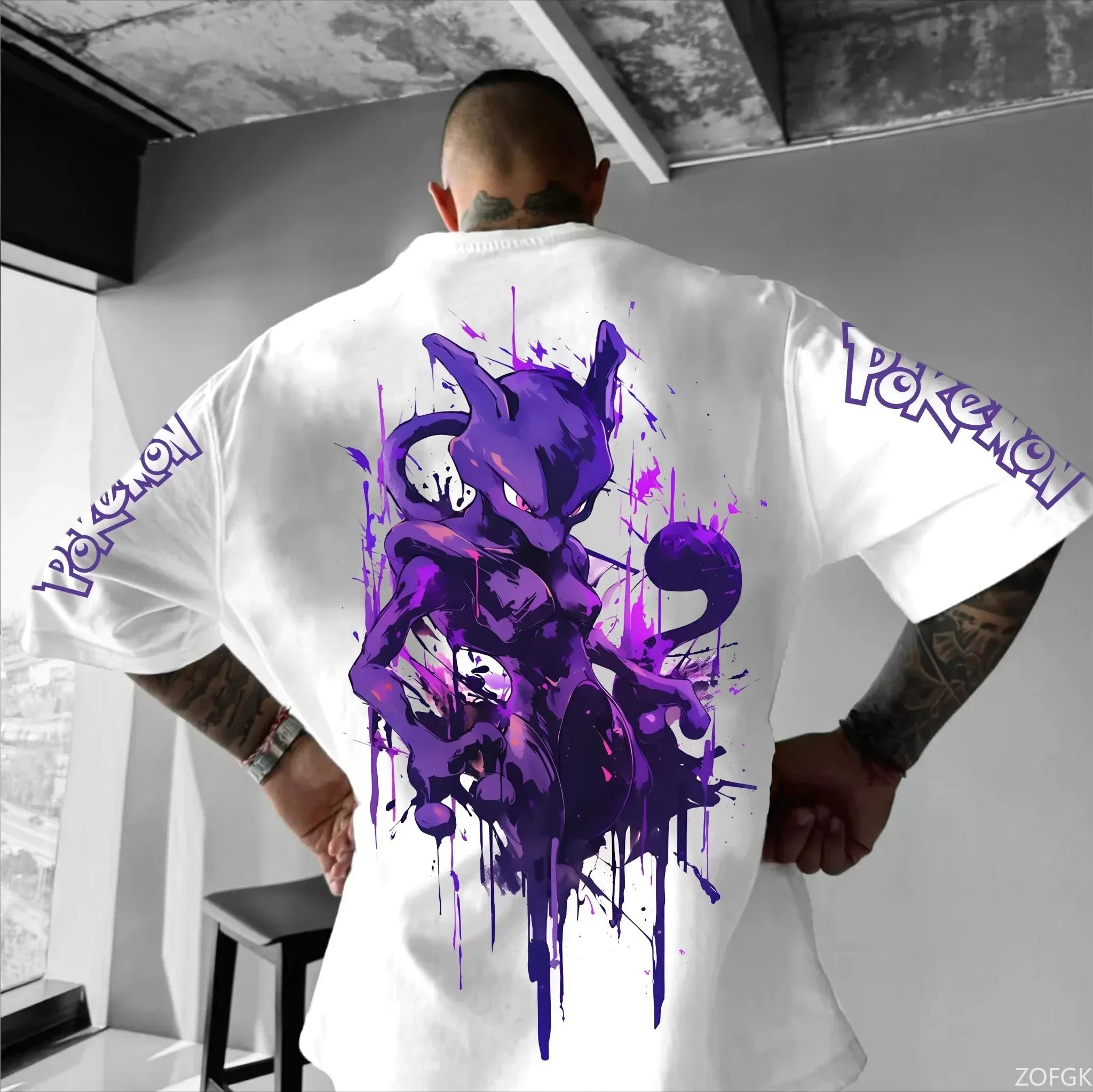 Pokémon Mewto & Gengar Print Oversized T-Shirts™