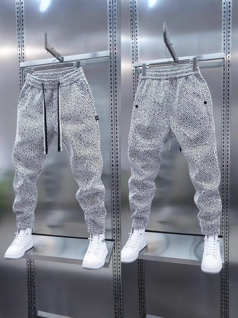 Chanel Style Striped Sweatpants Men Loose Casual Trousers
