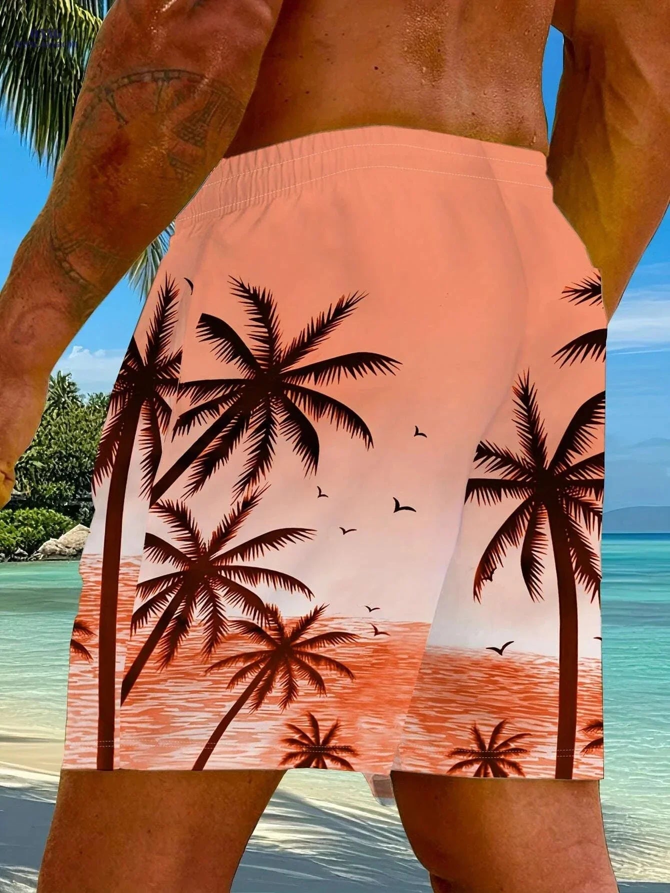 Hawaiian Tropical Palm Tree Shorts - Summer Casual Beachwear