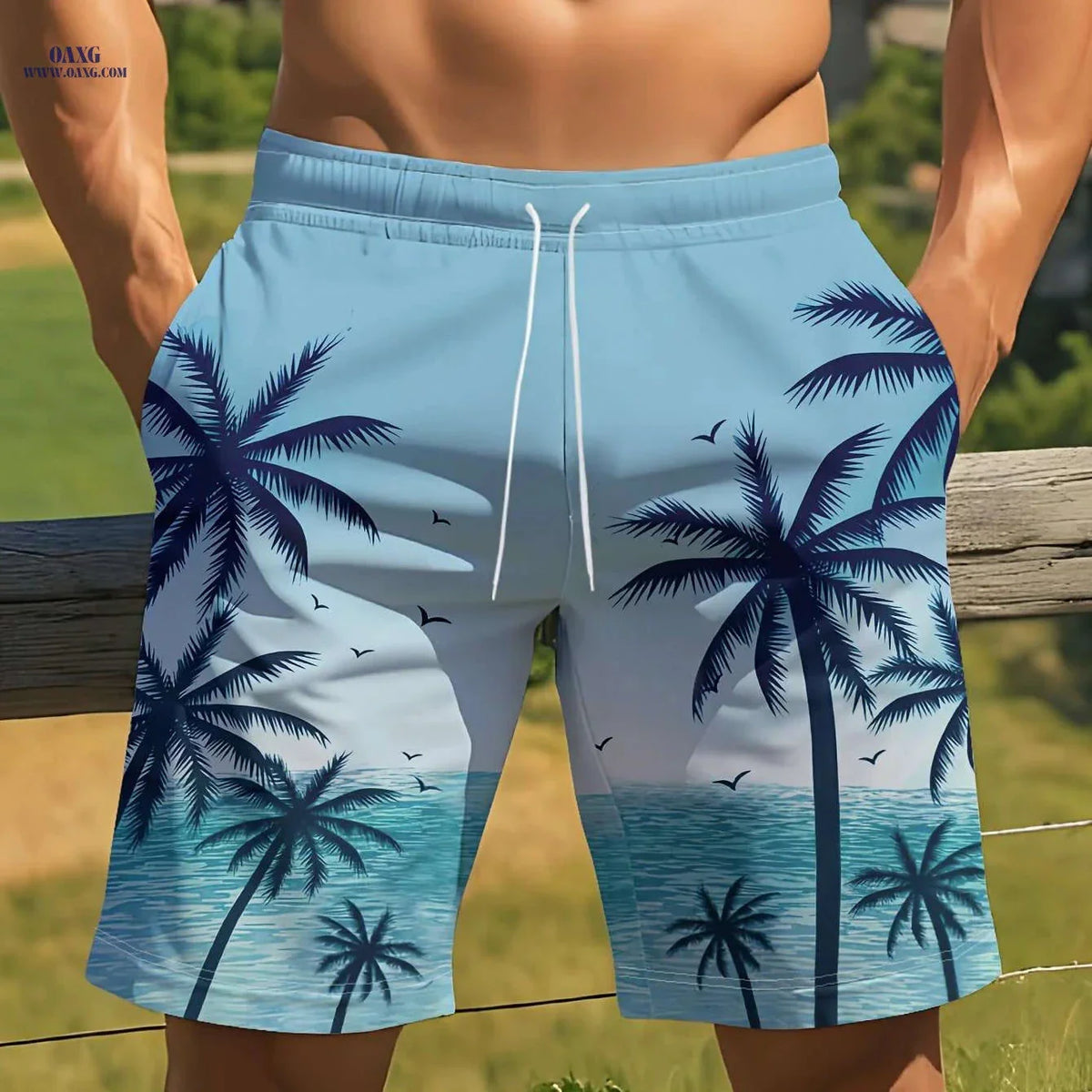 Hawaiian Tropical Palm Tree Shorts - Summer Casual Beachwear