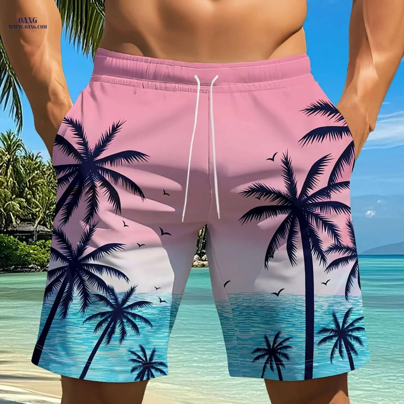 Hawaiian Tropical Palm Tree Shorts - Summer Casual Beachwear