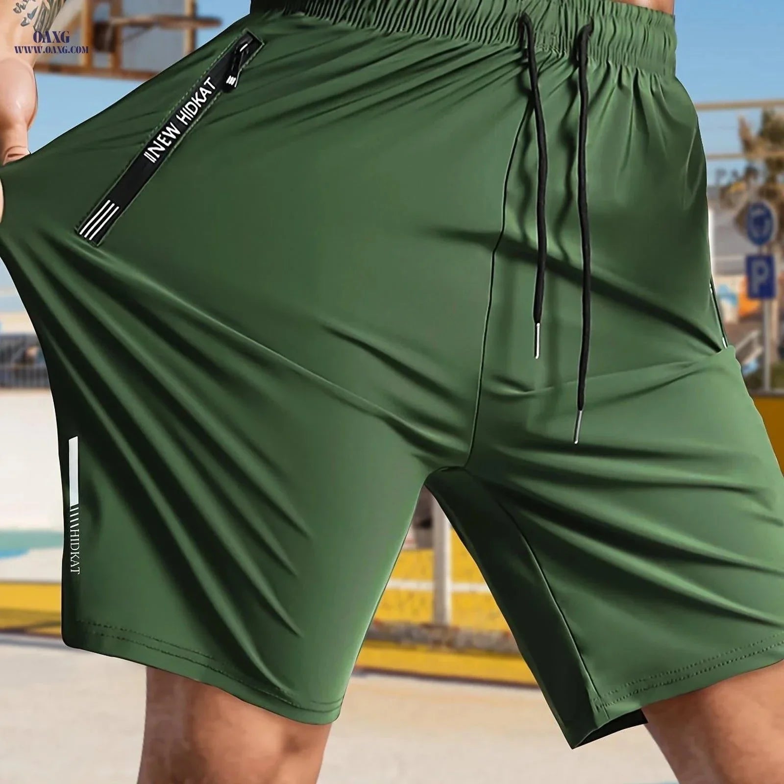 HIDKAT Men's Casual High-Elastic Shorts with Drawstring & Pockets