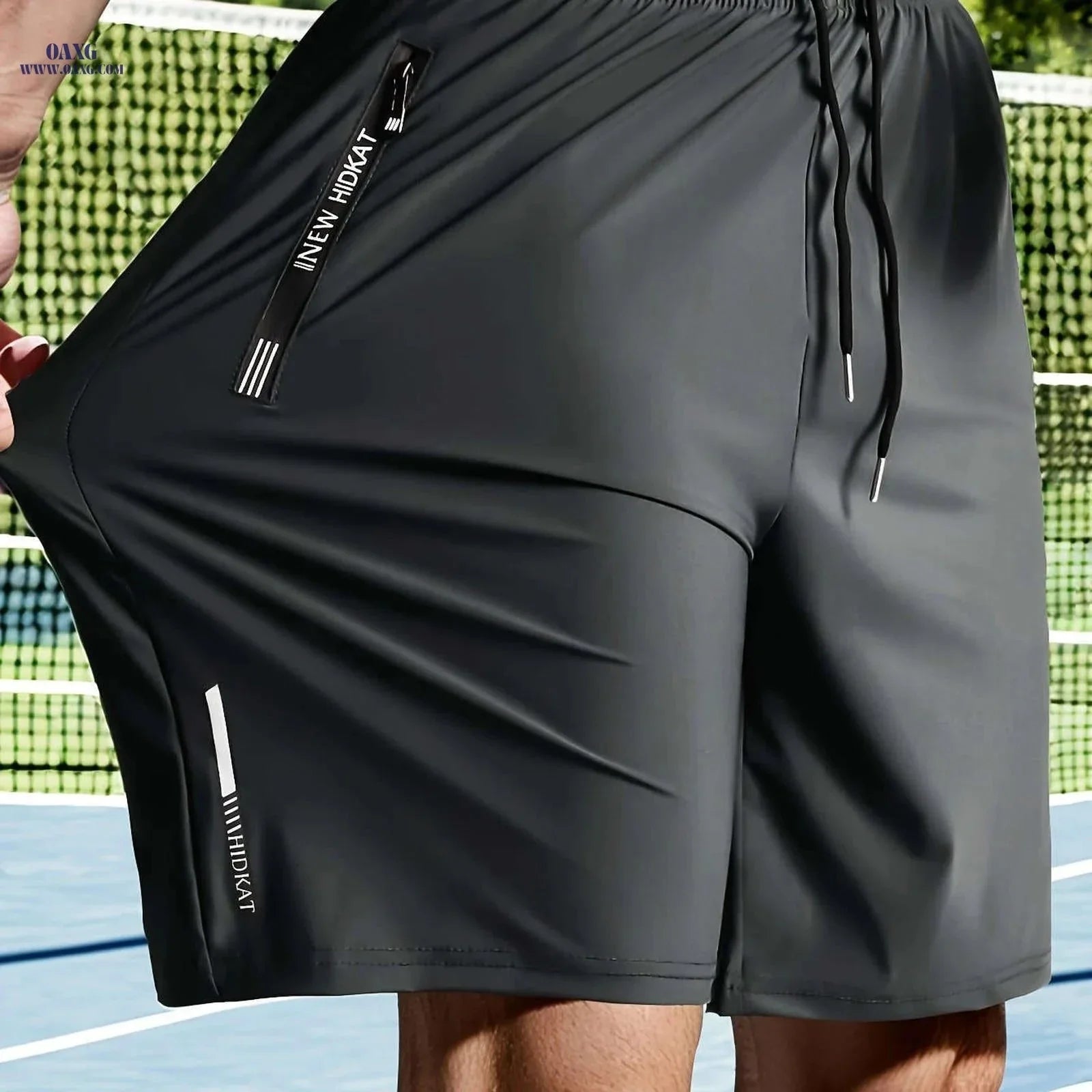 HIDKAT Men's Casual High-Stretch Knee-Length Shorts with Drawstring