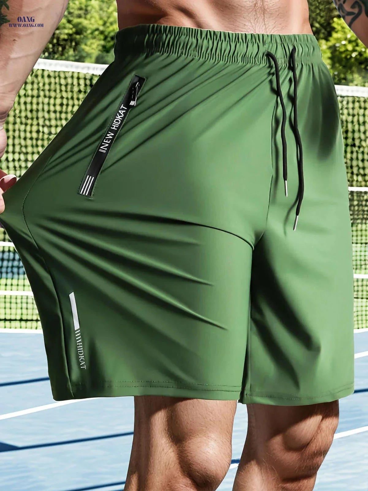 HIDKAT Men's Casual High-Stretch Knee-Length Shorts with Drawstring