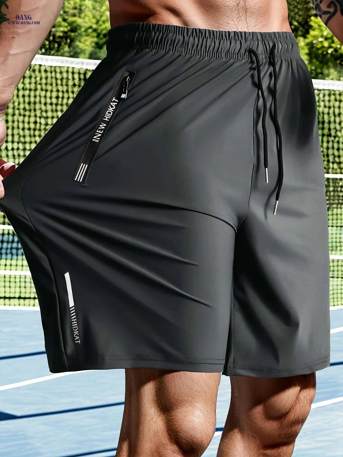 HIDKAT Men's Casual High-Stretch Knee-Length Shorts with Drawstring
