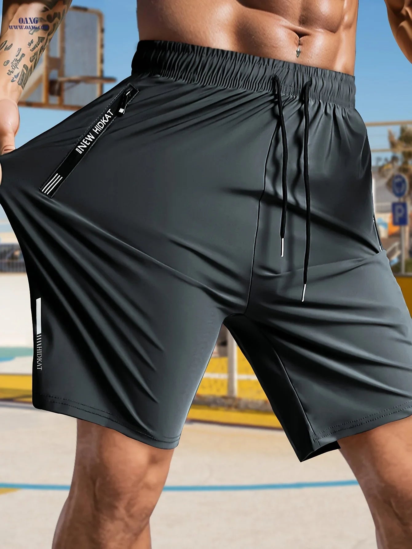 HIDKAT Men's Casual High-Elastic Shorts with Drawstring & Pockets