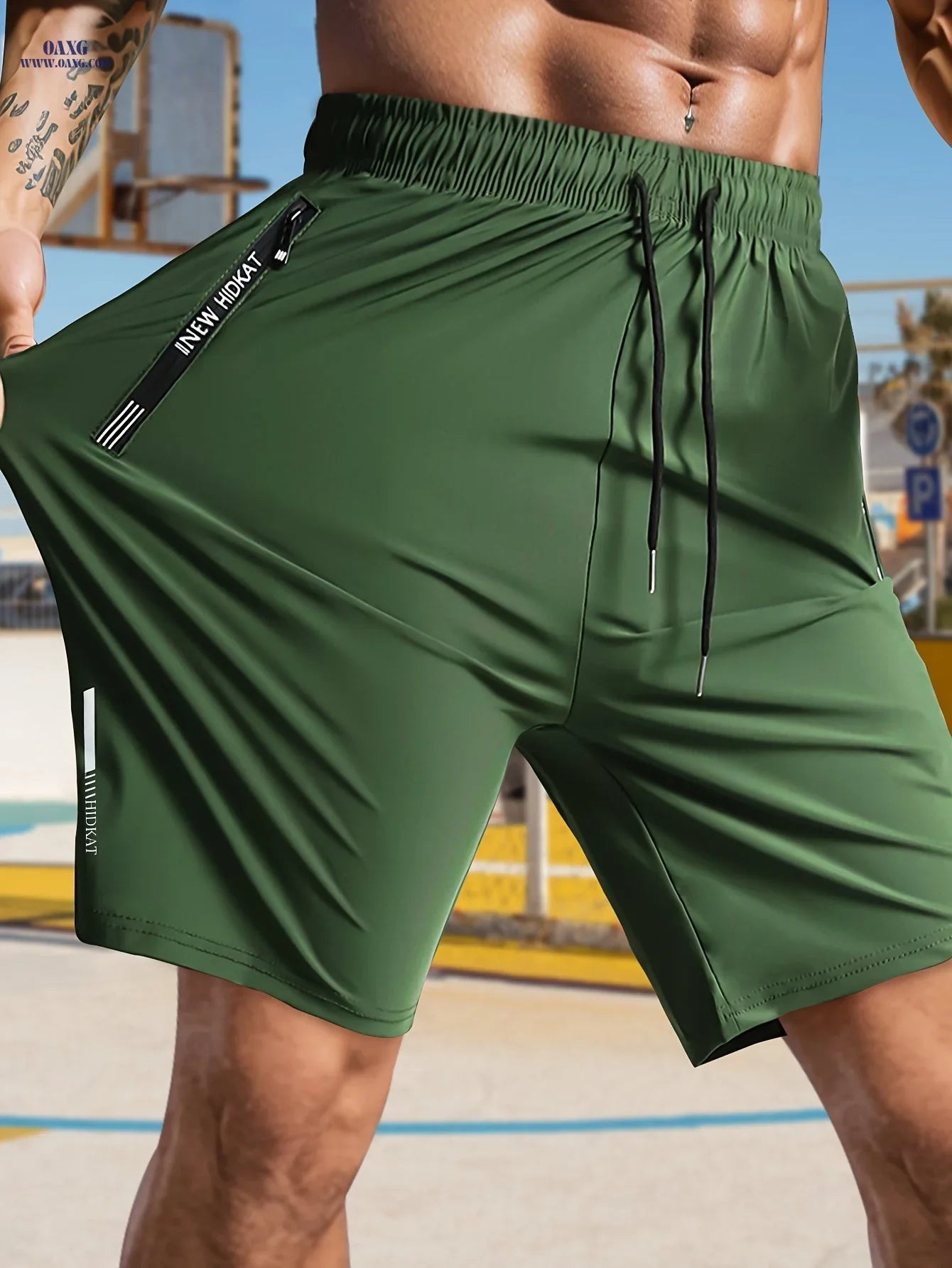 HIDKAT Men's Casual High-Elastic Shorts with Drawstring & Pockets