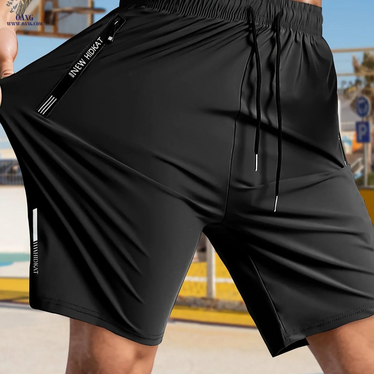 HIDKAT Men's Casual High-Elastic Shorts with Drawstring & Pockets