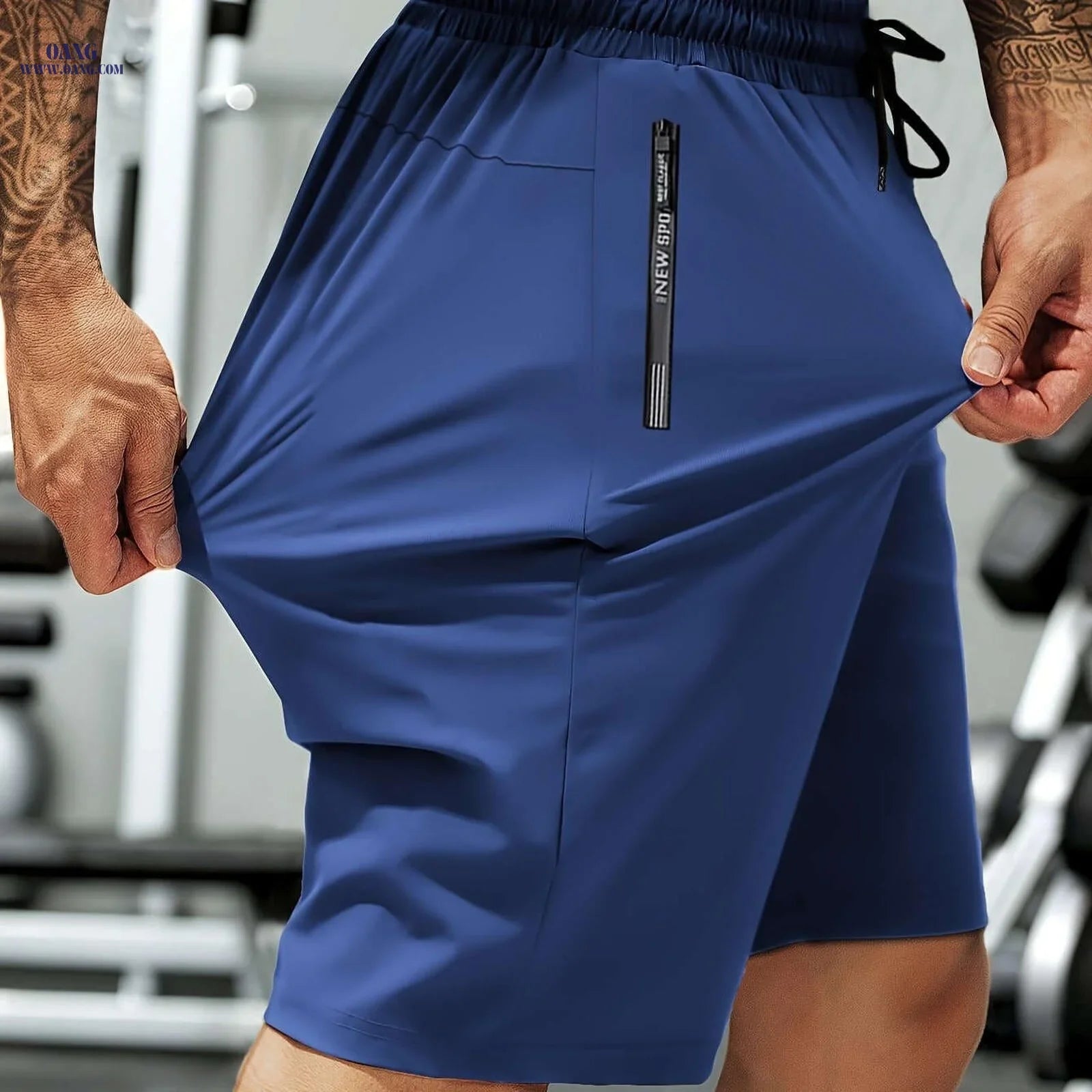 HIDKAT Men's Casual Sports Shorts - Elastic Drawstring & Zippered Pockets