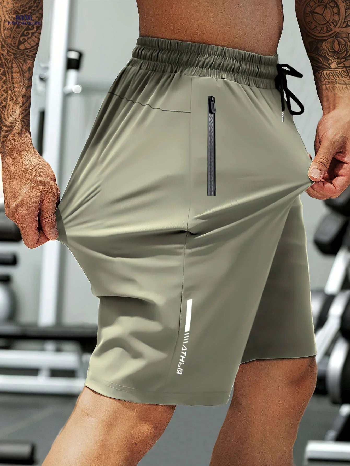 HIDKAT Men's Casual Sports Shorts - Elastic Drawstring & Zippered Pockets