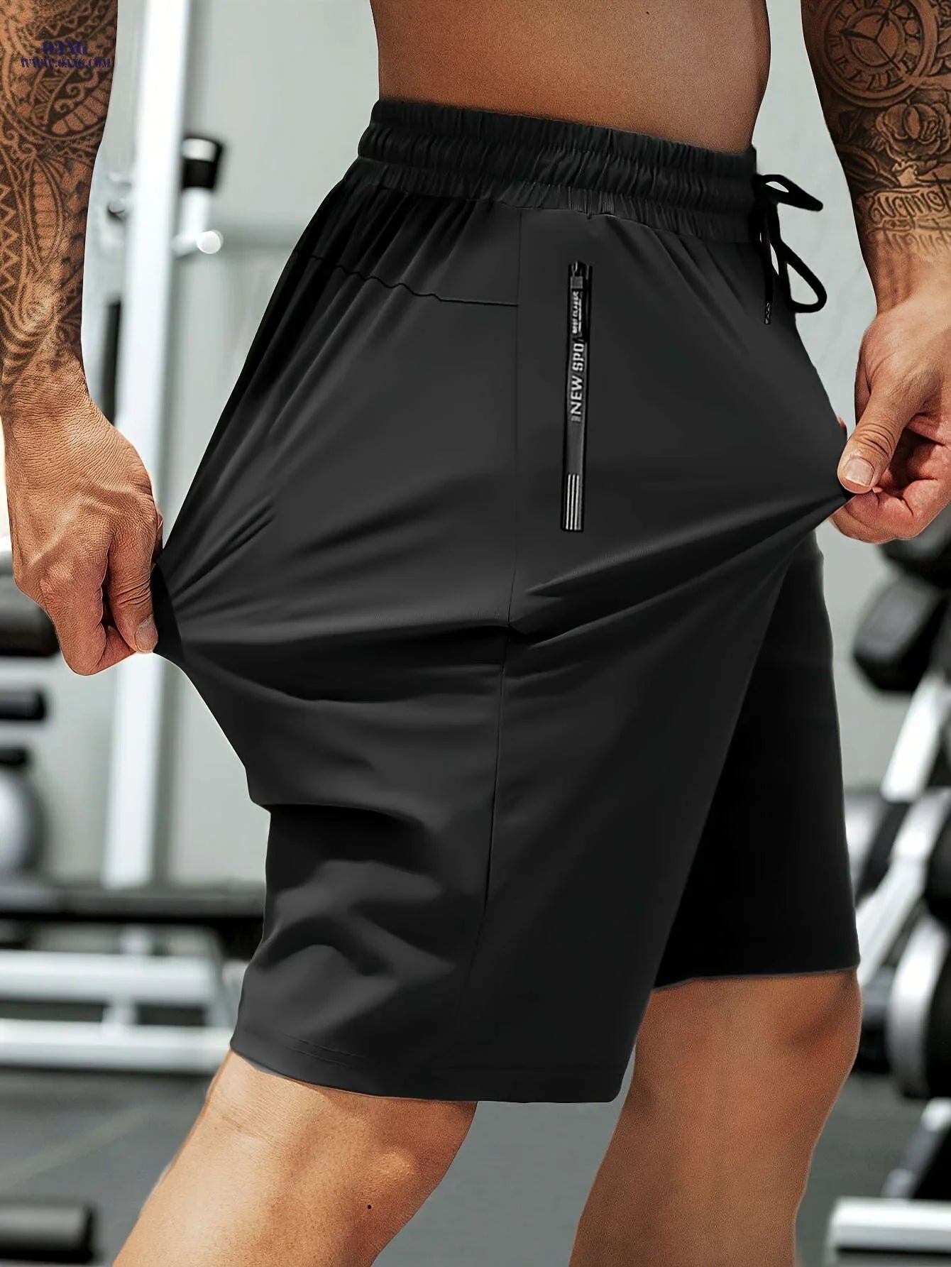 HIDKAT Men's Casual Sports Shorts - Elastic Drawstring & Zippered Pockets