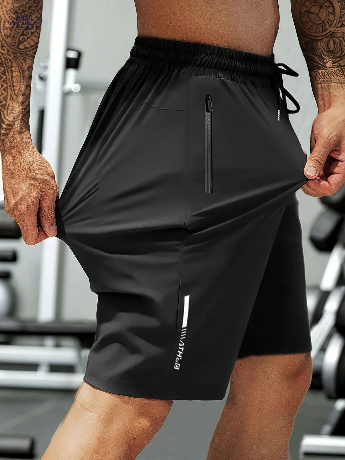 HIDKAT Men's Casual Sports Shorts - Elastic Drawstring & Zippered Pockets