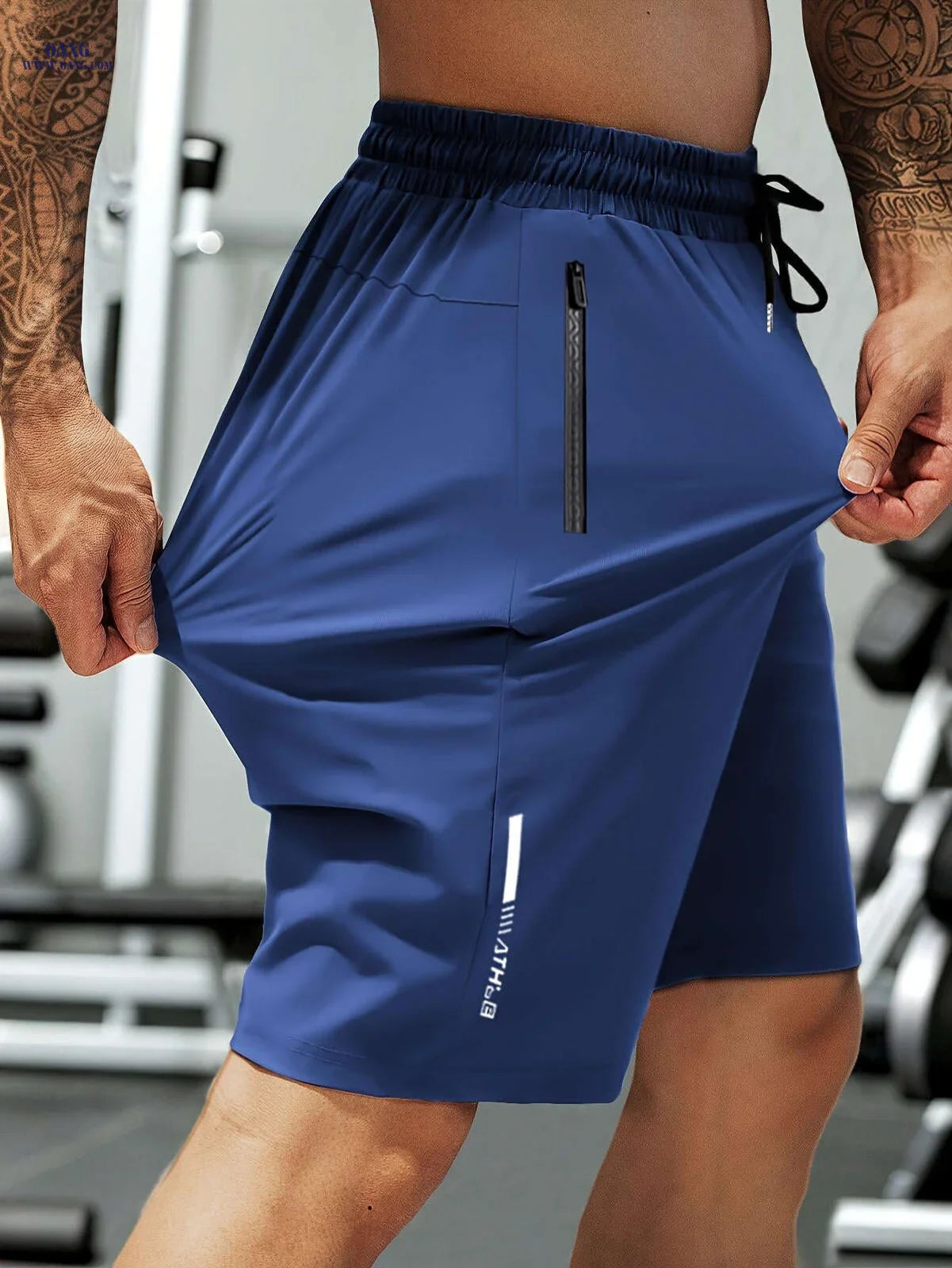 HIDKAT Men's Casual Sports Shorts - Elastic Drawstring & Zippered Pockets