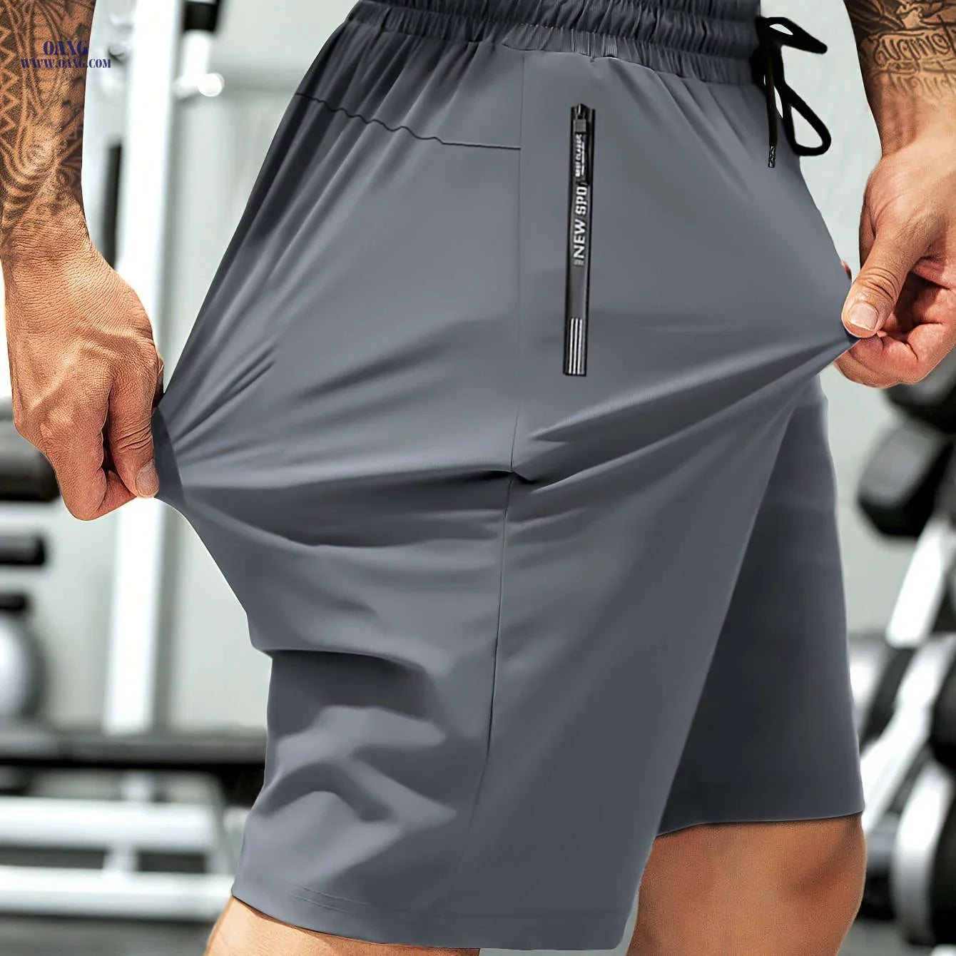 HIDKAT Men's Casual Sports Shorts - Elastic Drawstring & Zippered Pockets