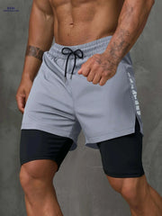 Men's 2-in-1 Casual Active Shorts for Workouts - Polyester Stretch Fit