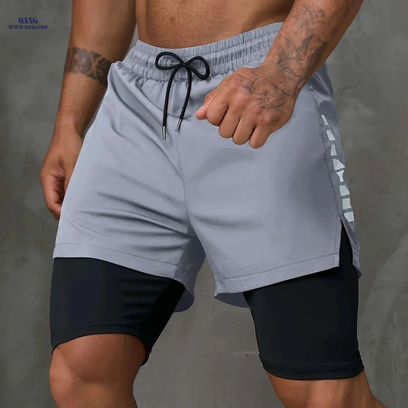 Men's 2-in-1 Casual Active Shorts for Workouts - Polyester Stretch Fit