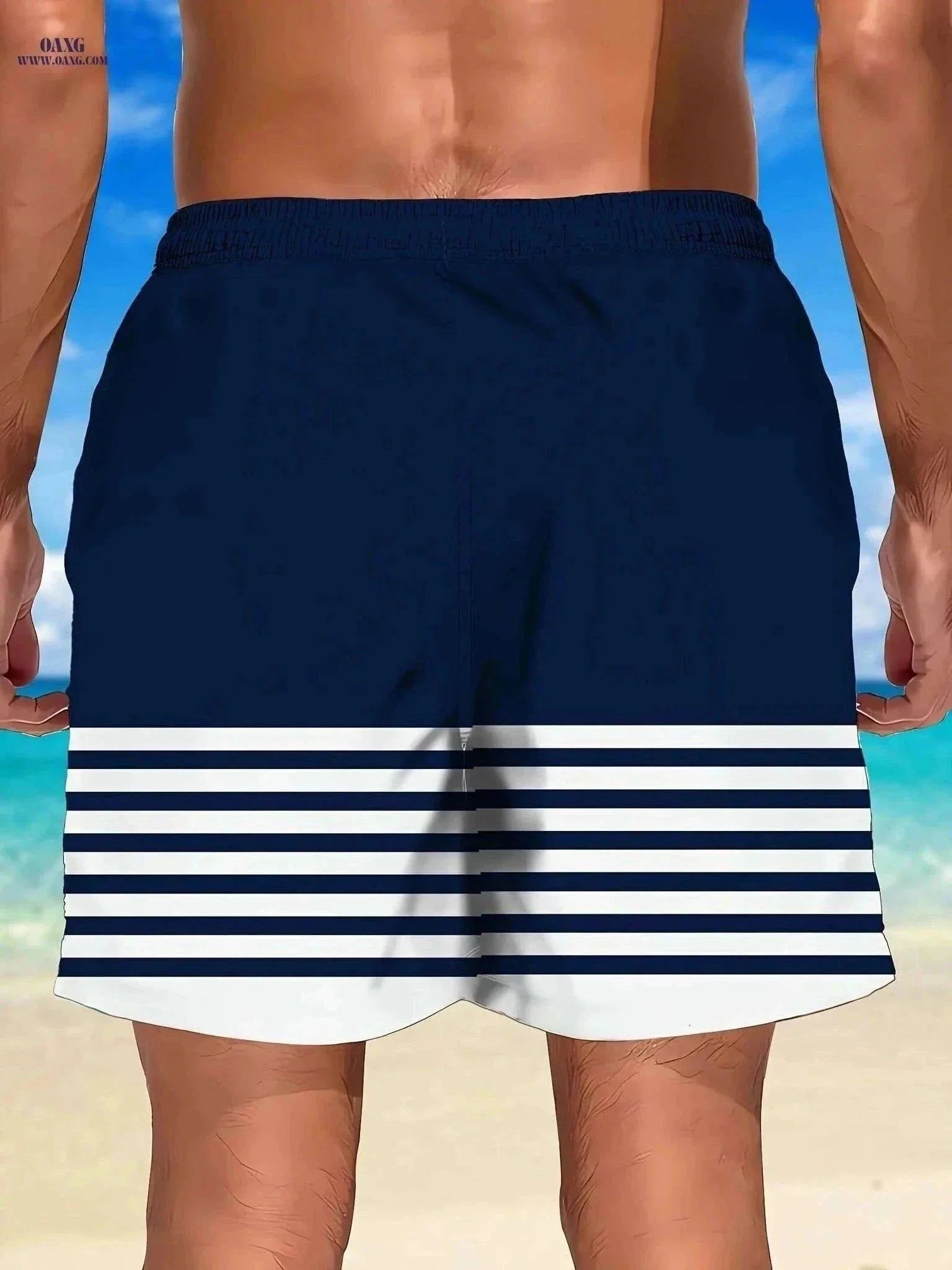 Men's 3D Anchor Print Beach Shorts - Quick-Dry and Casual Fit
