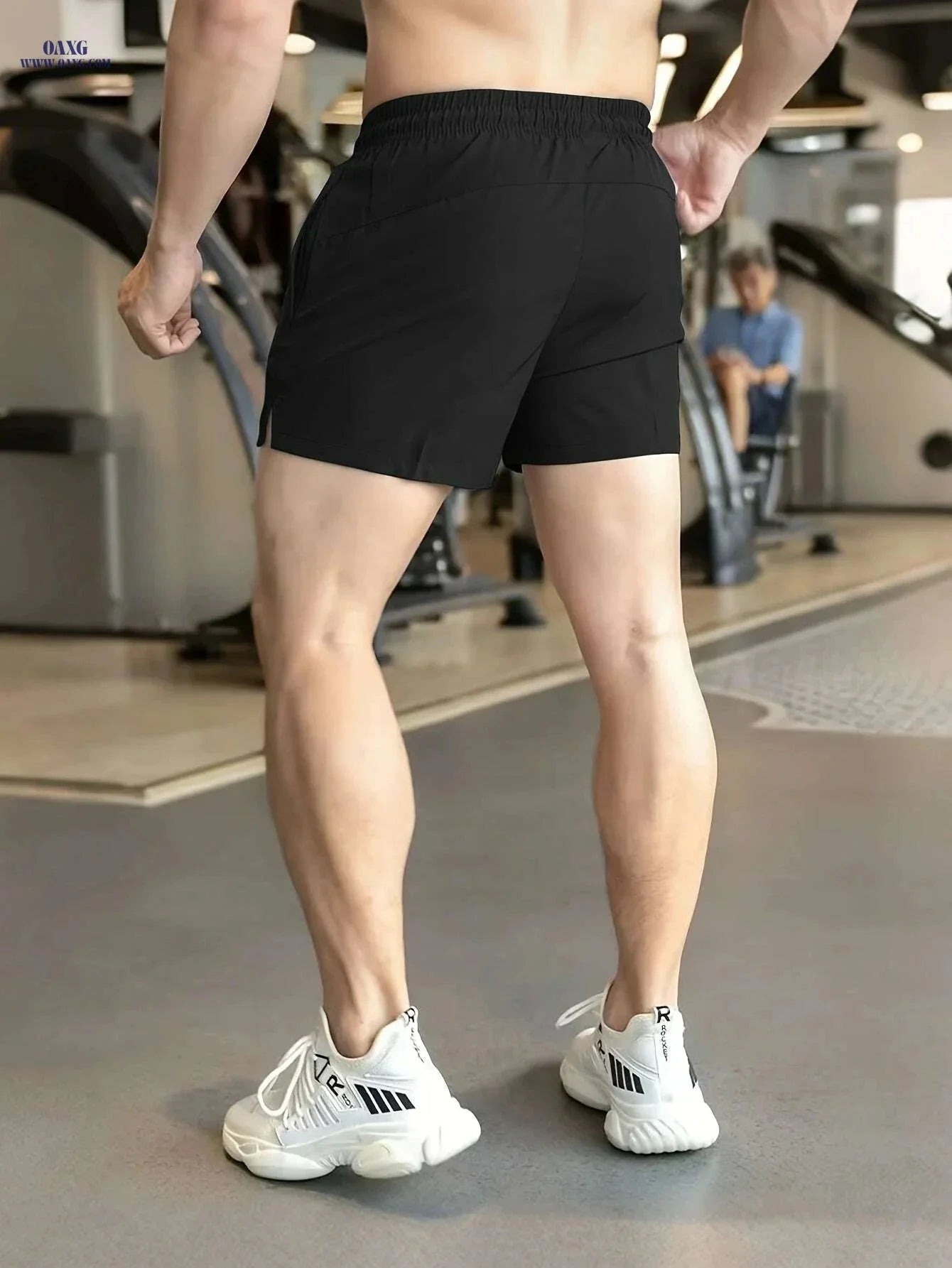 Men's Athletic Shorts "RUN" Print - Casual Drawstring, Green Gym Wear
