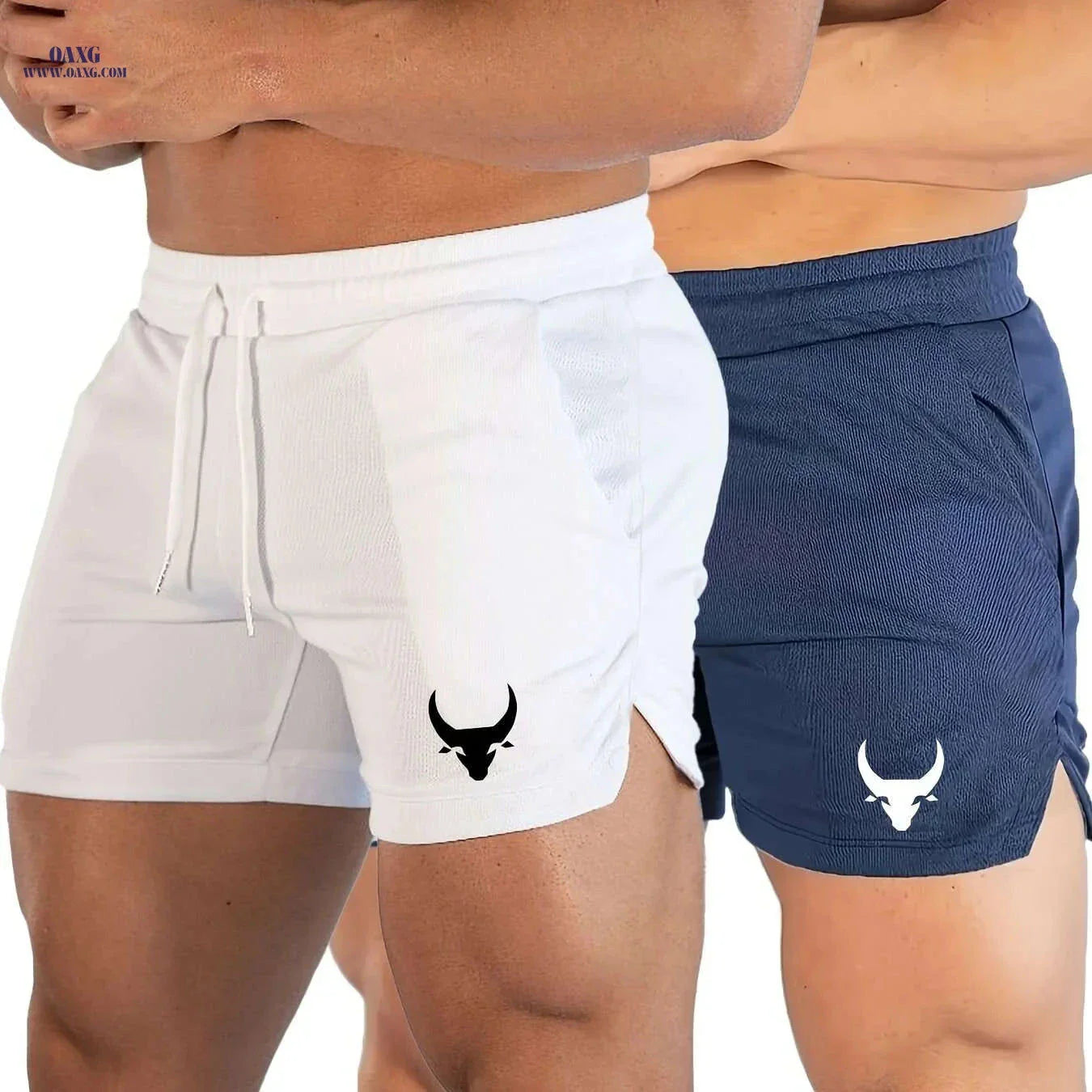 Men's Athletic Shorts - Stretchy Polyester with Calf Head Print