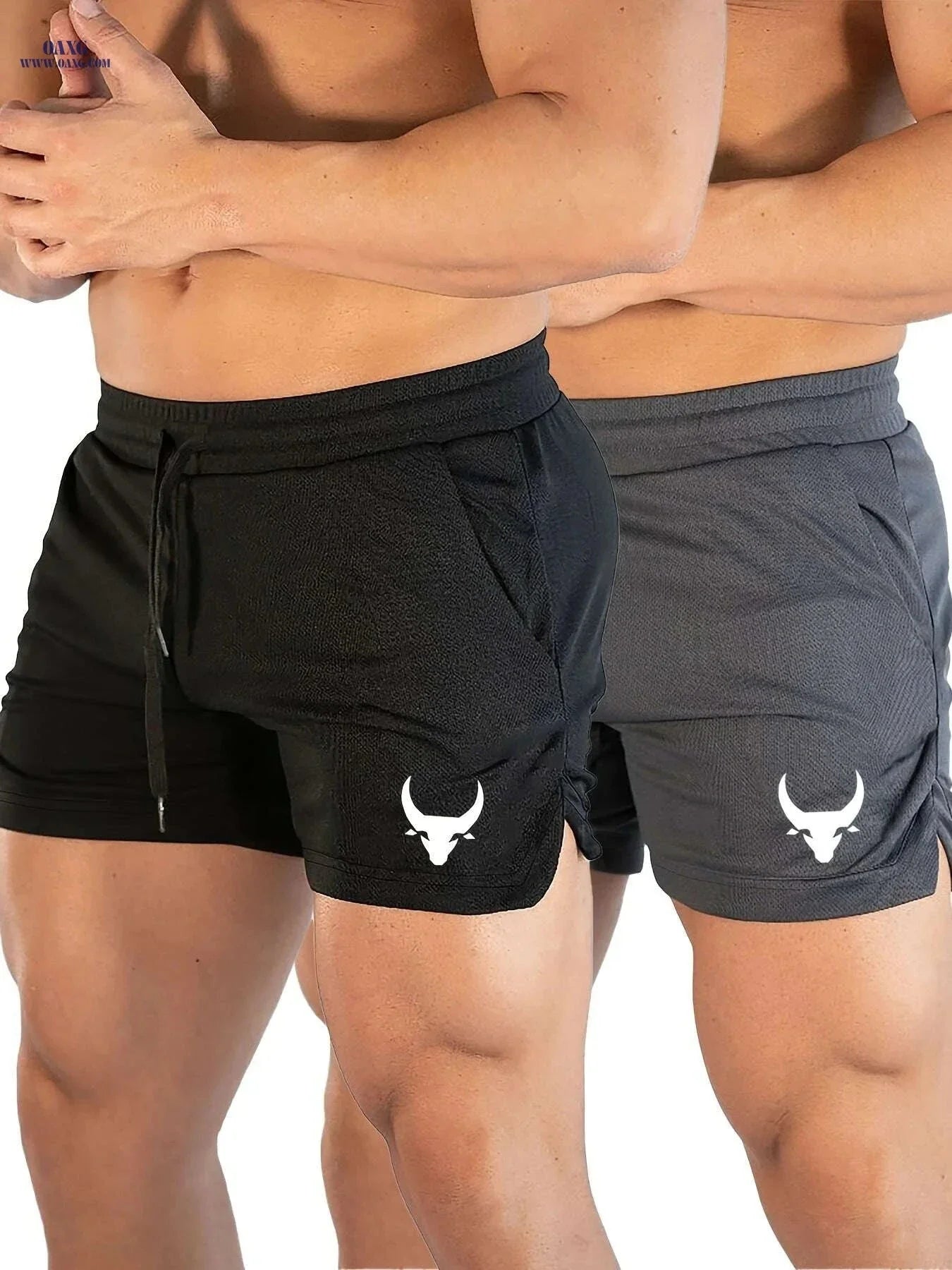 Men's Athletic Shorts - Stretchy Polyester with Calf Head Print