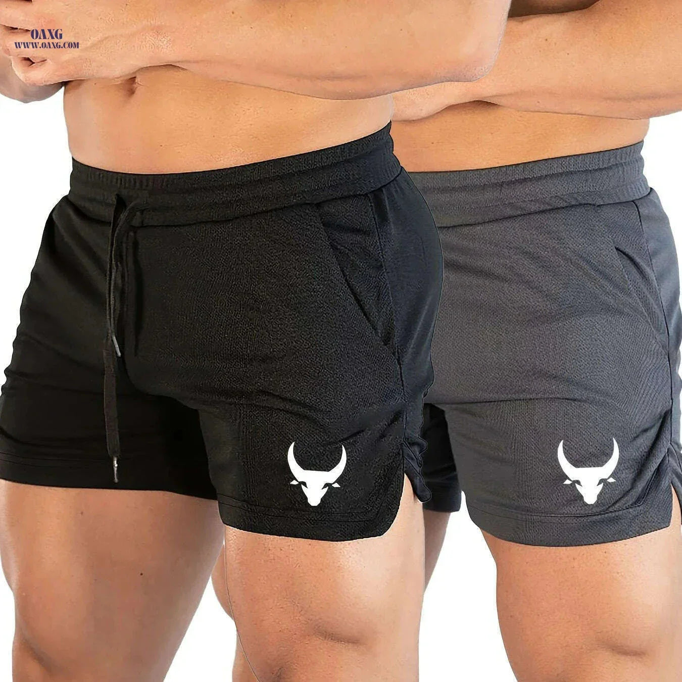 Men's Athletic Shorts - Stretchy Polyester with Calf Head Print