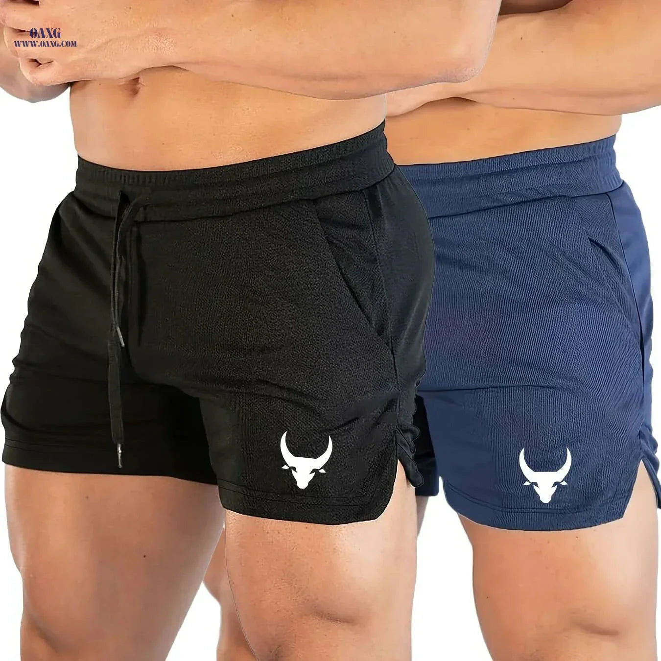 Men's Athletic Shorts - Stretchy Polyester with Calf Head Print