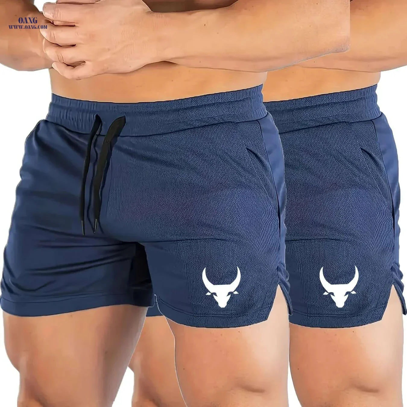 Men's Athletic Shorts - Stretchy Polyester with Calf Head Print