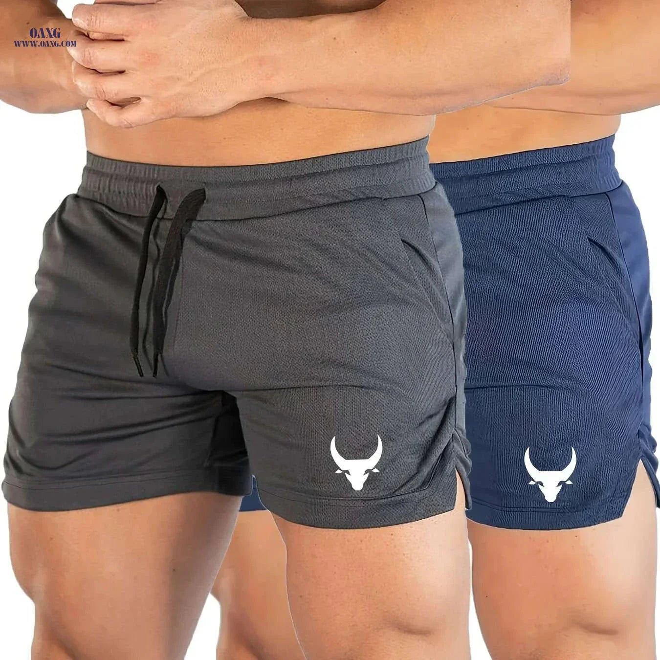 Men's Athletic Shorts - Stretchy Polyester with Calf Head Print