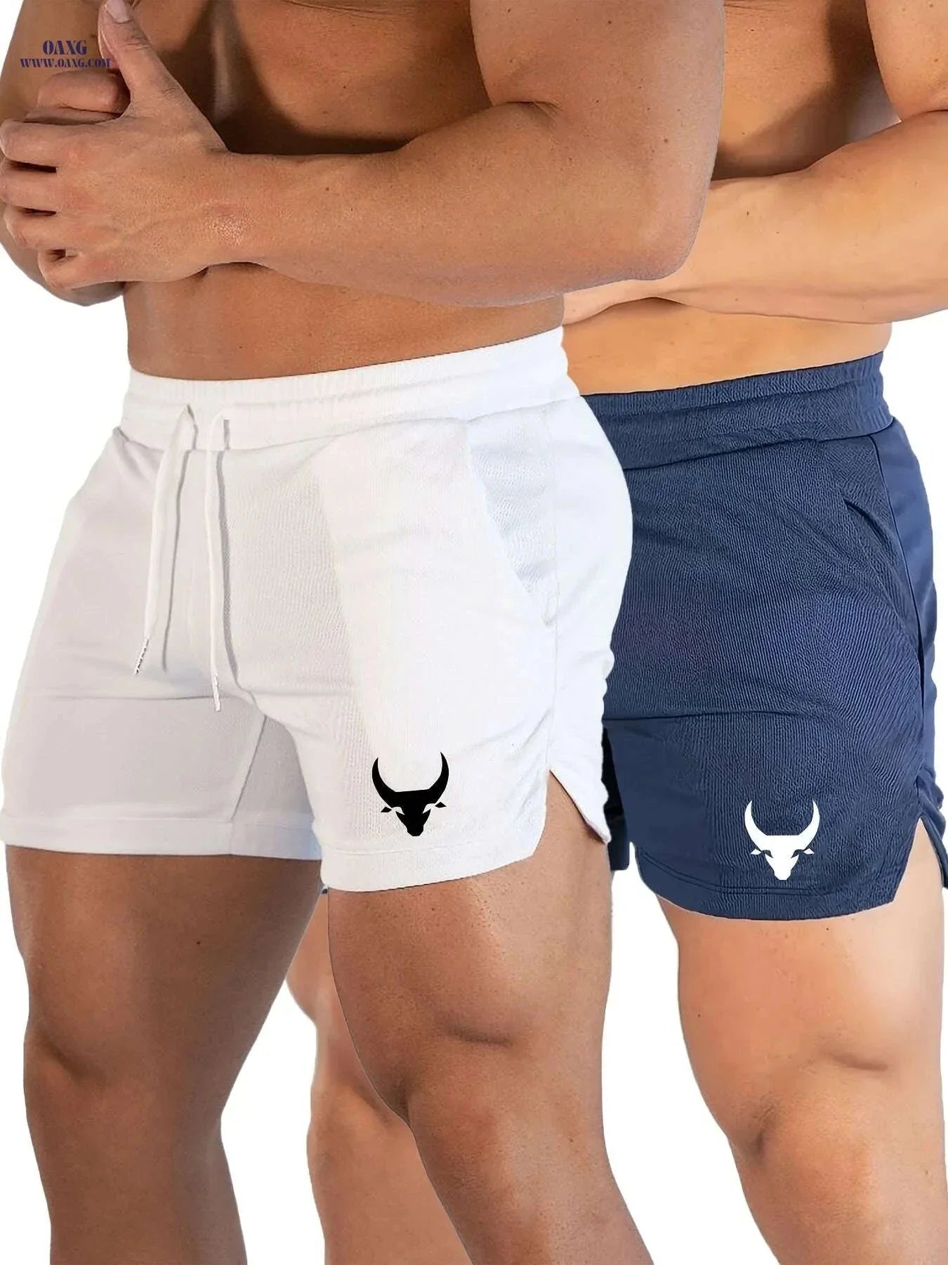 Men's Athletic Shorts - Stretchy Polyester with Calf Head Print