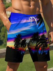 Men's Beach Shorts - Quick-Drying Coconut Tree Print for Summer Fun