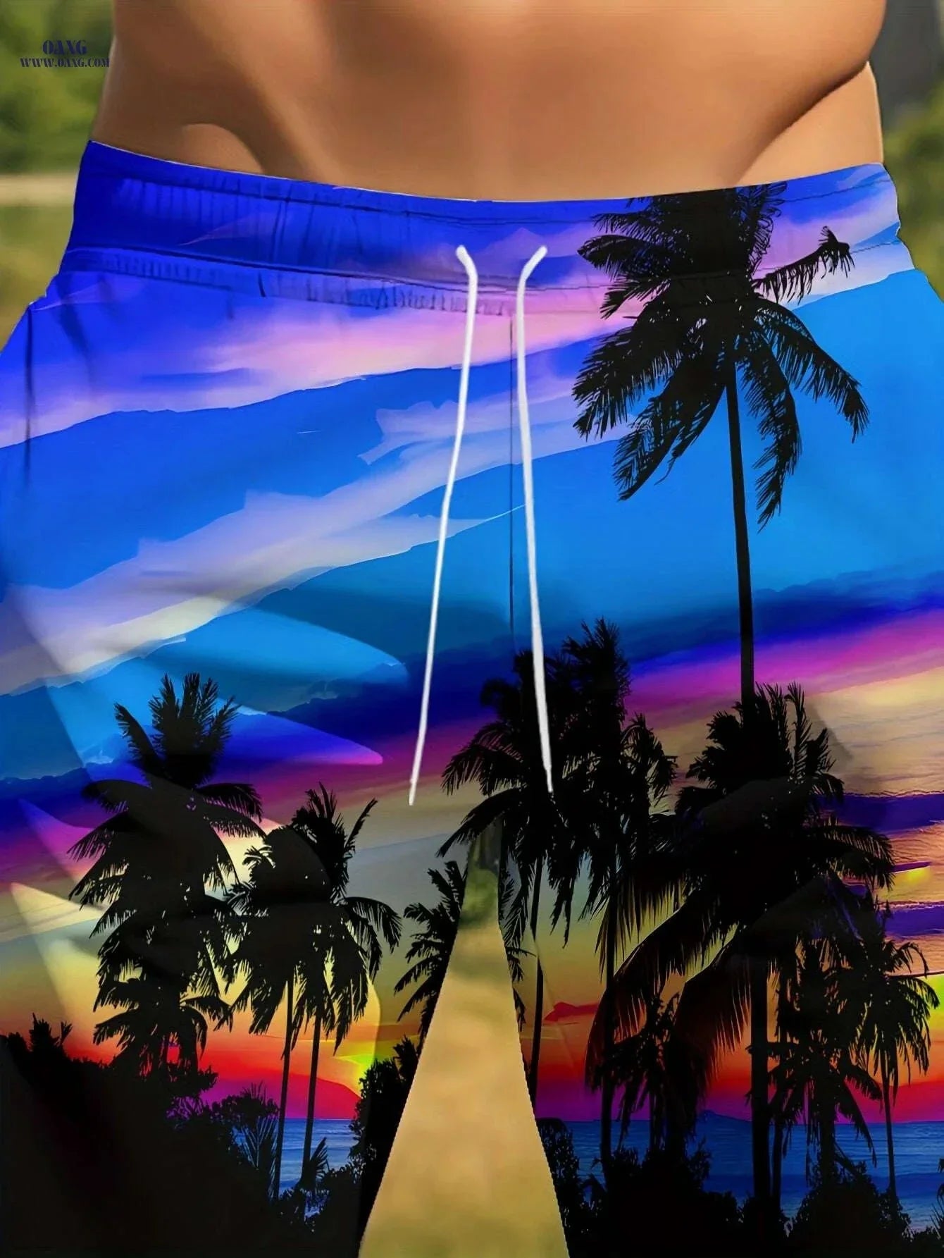Men's Beach Shorts - Quick-Drying Coconut Tree Print for Summer Fun