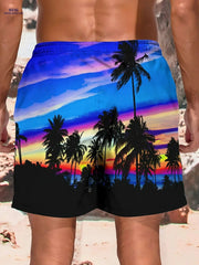 Men's Beach Shorts - Quick-Drying Coconut Tree Print for Summer Fun
